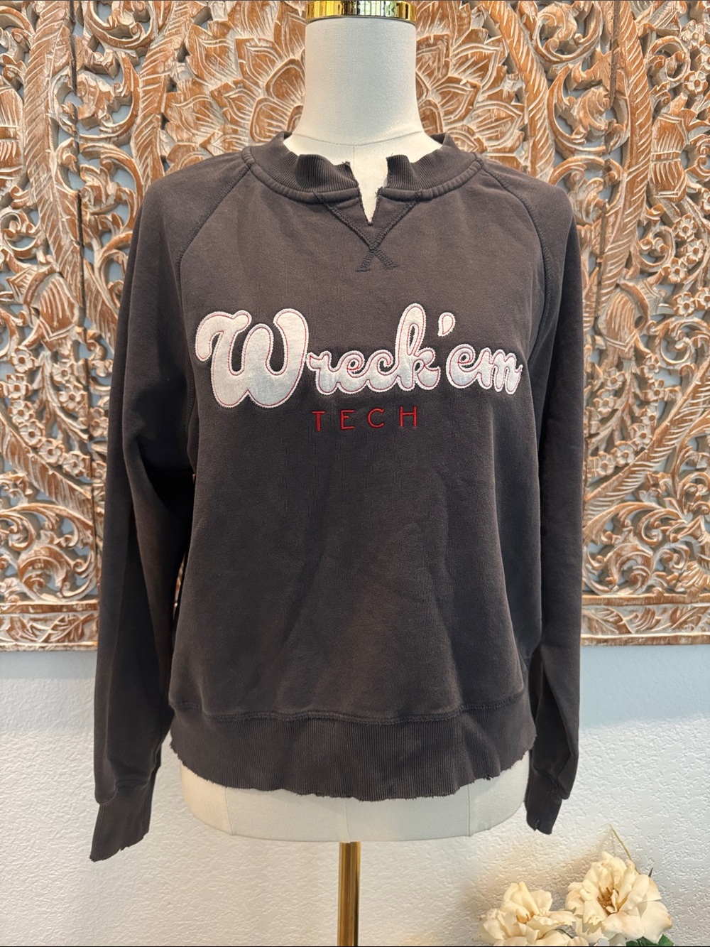 Camp David Wreck 'em Tech Dark Grey Crewneck Sweatshirt, Texas Tech University - Picture 2 of 15
